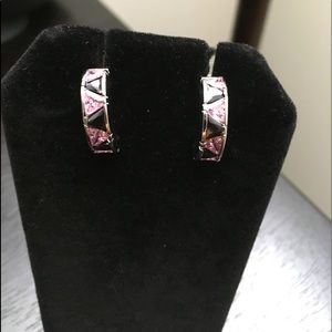 Suzanne Somers Pink & Black Triangle CZ Earrings